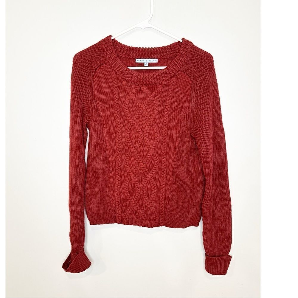 Antonio melani wool cable knit sweater red